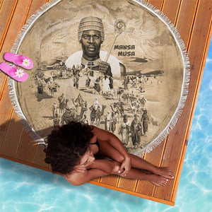 Mansa Musa Beach Blanket Sepia Map Historic Pilgrimage Empire Expedition 1324 African Royalty Legacy - African Pride