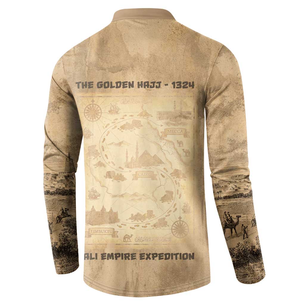 Mansa Musa Button Sweatshirt Sepia Map Historic Pilgrimage Empire Expedition 1324 African Royalty Legacy