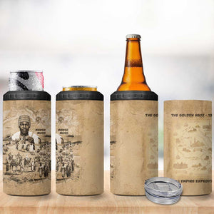 Mansa Musa 4 in 1 Can Cooler Tumbler Sepia Map Historic Pilgrimage Empire Expedition 1324 African Royalty Legacy - African Pride