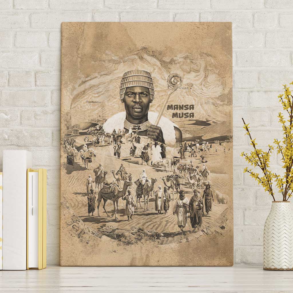 Mansa Musa Canvas Wall Art Sepia Map Historic Pilgrimage Empire ...
