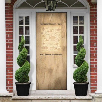 Mansa Musa Door Cover Sepia Map Historic Pilgrimage Empire Expedition 1324 African Royalty Legacy - African Pride