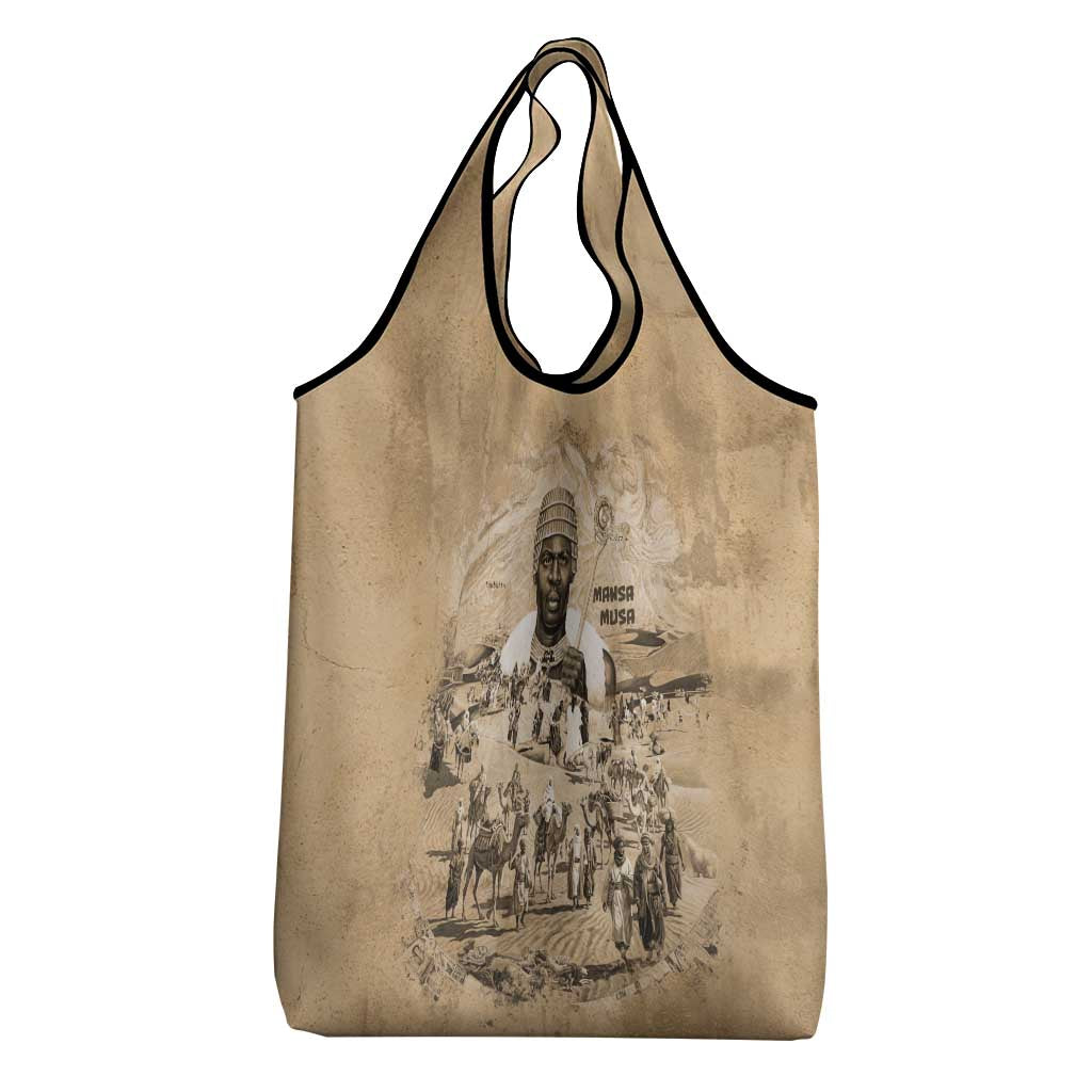 Mansa Musa Grocery Bag Sepia Map Historic Pilgrimage Empire Expedition 1324 African Royalty Legacy - African Pride