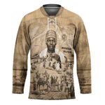 Mansa Musa Hockey Jersey Sepia Map Historic Pilgrimage Empire Expedition 1324 African Royalty Legacy - African Pride
