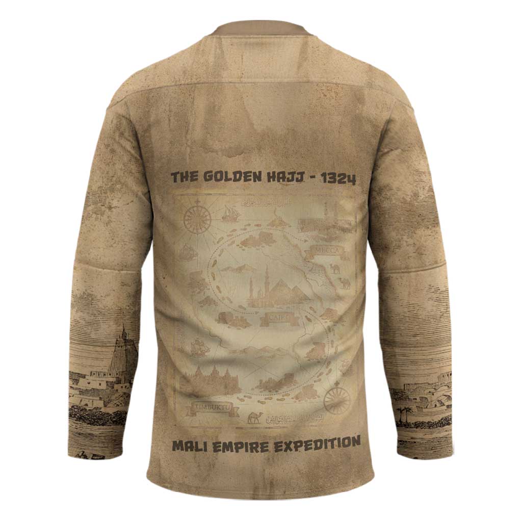 Mansa Musa Hockey Jersey Sepia Map Historic Pilgrimage Empire Expedition 1324 African Royalty Legacy - African Pride