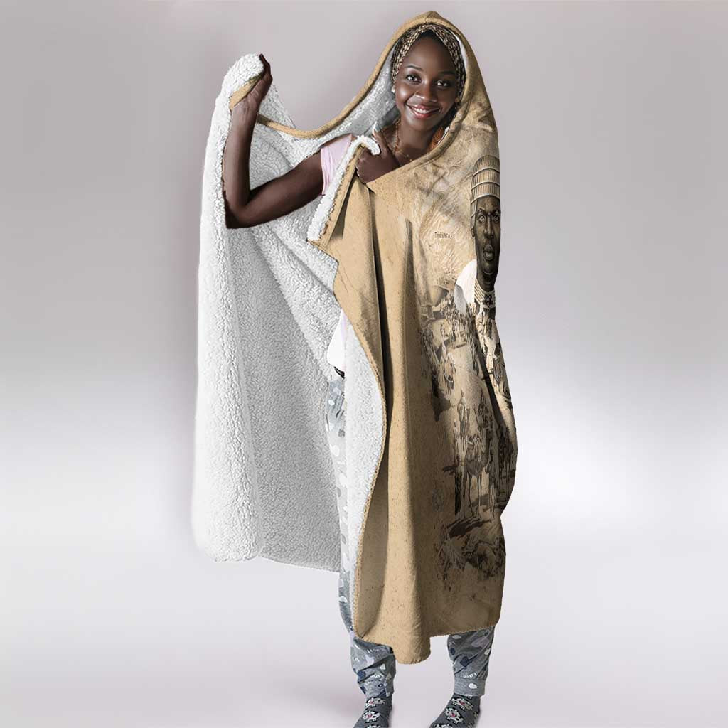 Mansa Musa Hooded Blanket Sepia Map Historic Pilgrimage Empire Expedition 1324 African Royalty Legacy - African Pride
