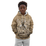 Mansa Musa Kid Hoodie Sepia Map Historic Pilgrimage Empire Expedition 1324 African Royalty Legacy - African Pride