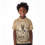 Mansa Musa Kid Polo Shirt Sepia Map Historic Pilgrimage Empire Expedition 1324 African Royalty Legacy - African Pride