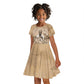 Mansa Musa Kid Short Sleeve Dress Sepia Map Historic Pilgrimage Empire Expedition 1324 African Royalty Legacy - African Pride