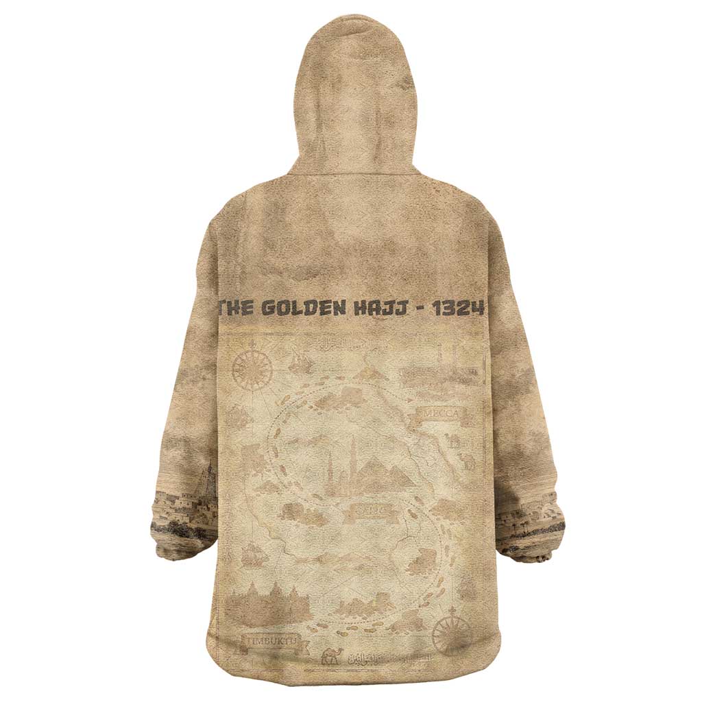 Mansa Musa Kid Wearable Blanket Hoodie Sepia Map Historic Pilgrimage Empire Expedition 1324 African Royalty Legacy - African Pride