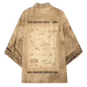 Mansa Musa Kimono Sepia Map Historic Pilgrimage Empire Expedition 1324 African Royalty Legacy - African Pride