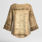 Mansa Musa Kimono Sleeve Blouse Sepia Map Historic Pilgrimage Empire Expedition 1324 African Royalty Legacy - African Pride