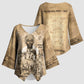 Mansa Musa Kimono Sleeve Blouse Sepia Map Historic Pilgrimage Empire Expedition 1324 African Royalty Legacy - African Pride