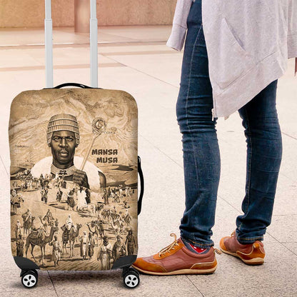 Mansa Musa Luggage Cover Sepia Map Historic Pilgrimage Empire Expedition 1324 African Royalty Legacy - African Pride