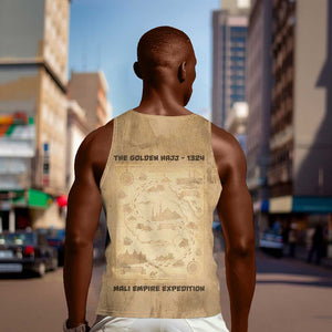 Mansa Musa Men Tank Top Sepia Map Historic Pilgrimage Empire Expedition 1324 African Royalty Legacy - African Pride