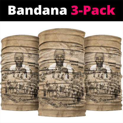 Mansa Musa Neck Gaiter Sepia Map Historic Pilgrimage Empire Expedition 1324 African Royalty Legacy - African Pride