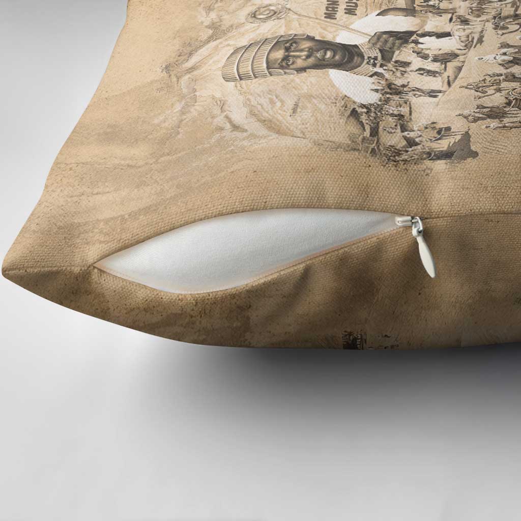 Mansa Musa Pillow Cover Sepia Map Historic Pilgrimage Empire Expedition 1324 African Royalty Legacy - African Pride