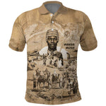Mansa Musa Polo Shirt Sepia Map Historic Pilgrimage Empire Expedition 1324 African Royalty Legacy - African Pride
