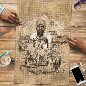 Mansa Musa Puzzle Sepia Map Historic Pilgrimage Empire Expedition 1324 African Royalty Legacy - African Pride