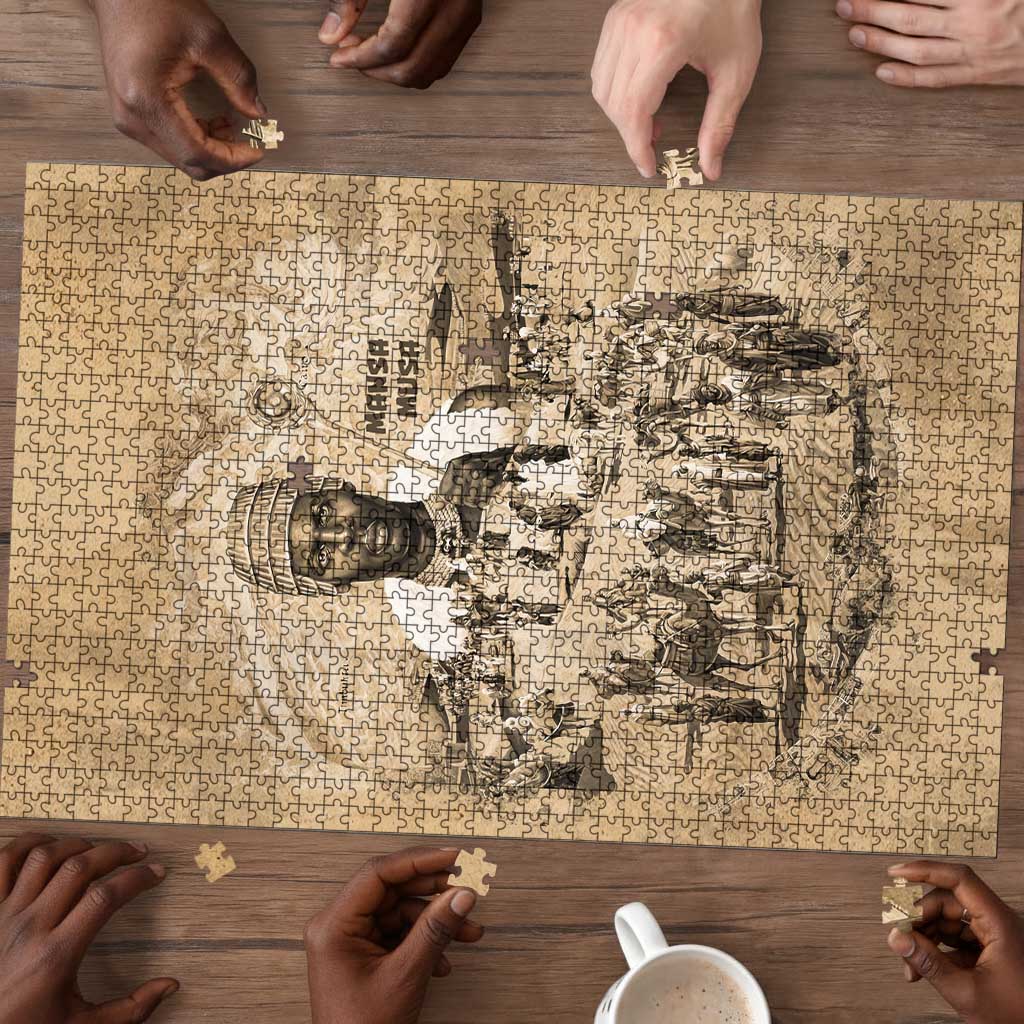 Mansa Musa Puzzle Sepia Map Historic Pilgrimage Empire Expedition 1324 African Royalty Legacy - African Pride