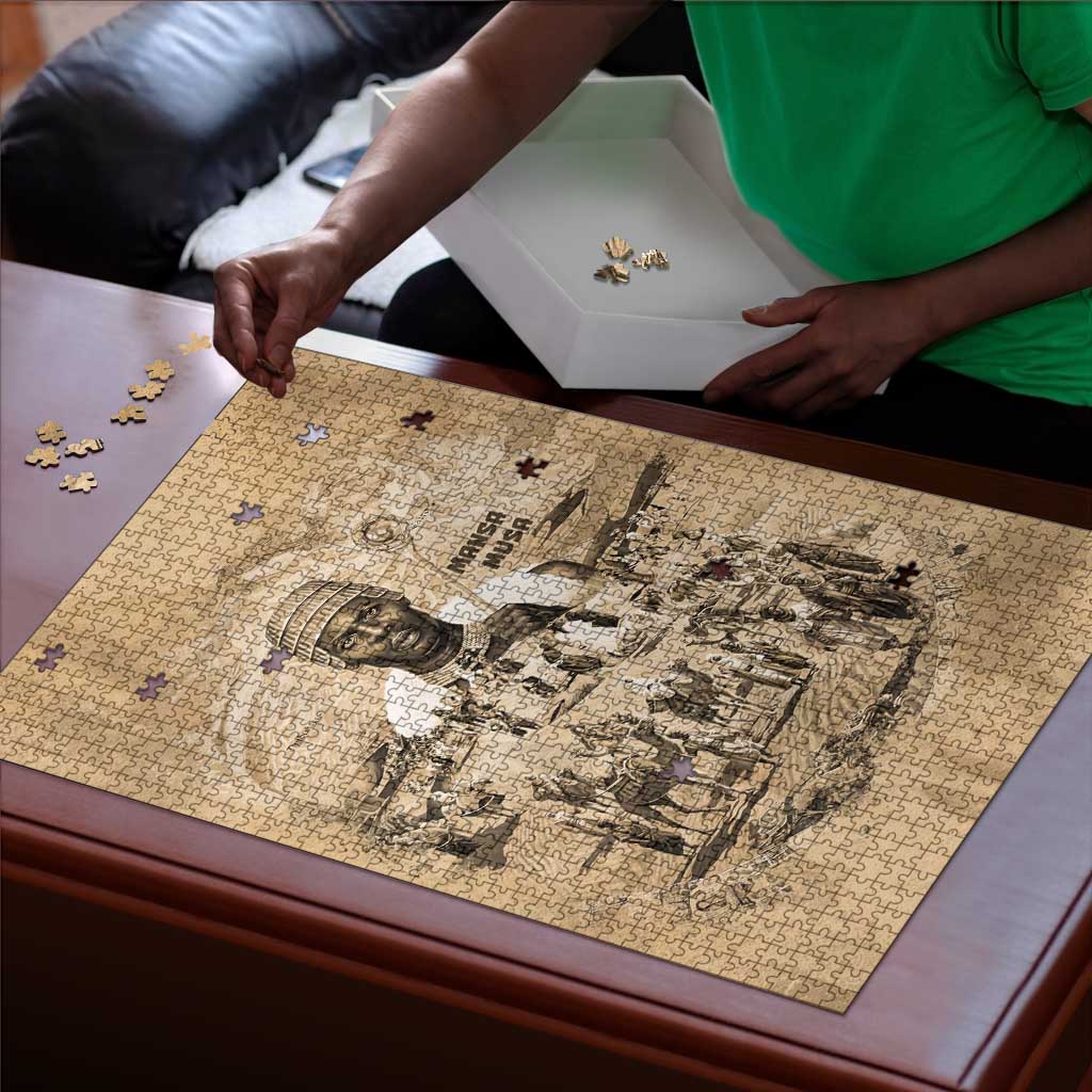Mansa Musa Puzzle Sepia Map Historic Pilgrimage Empire Expedition 1324 African Royalty Legacy - African Pride