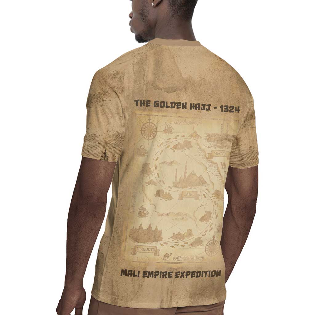 Mansa Musa Rugby Jersey Sepia Map Historic Pilgrimage Empire Expedition 1324 African Royalty Legacy - African Pride