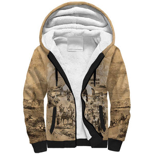 Mansa Musa Sherpa Hoodie Sepia Map Historic Pilgrimage Empire Expedition 1324 African Royalty Legacy - African Pride
