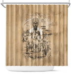 Mansa Musa Shower Curtain Sepia Map Historic Pilgrimage Empire Expedition 1324 African Royalty Legacy - African Pride