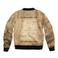 Mansa Musa Sleeve Zip Bomber Jacket Sepia Map Historic Pilgrimage Empire Expedition 1324 African Royalty Legacy - African Pride