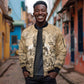 Mansa Musa Sleeve Zip Bomber Jacket Sepia Map Historic Pilgrimage Empire Expedition 1324 African Royalty Legacy - African Pride