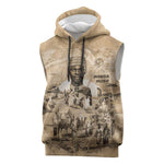 Mansa Musa Sleeveless Hoodie Sepia Map Historic Pilgrimage Empire Expedition 1324 African Royalty Legacy - African Pride