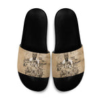 Mansa Musa Slide Sandals Sepia Map Historic Pilgrimage Empire Expedition 1324 African Royalty Legacy - African Pride