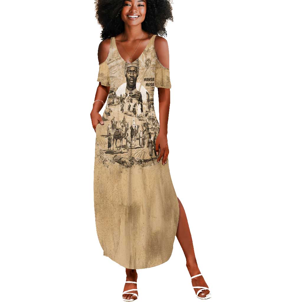Mansa Musa Summer Maxi Dress Sepia Map Historic Pilgrimage Empire Expedition 1324 African Royalty Legacy - African Pride