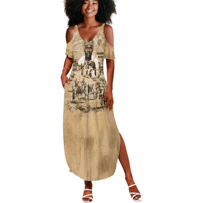 Mansa Musa Summer Maxi Dress Sepia Map Historic Pilgrimage Empire Expedition 1324 African Royalty Legacy - African Pride