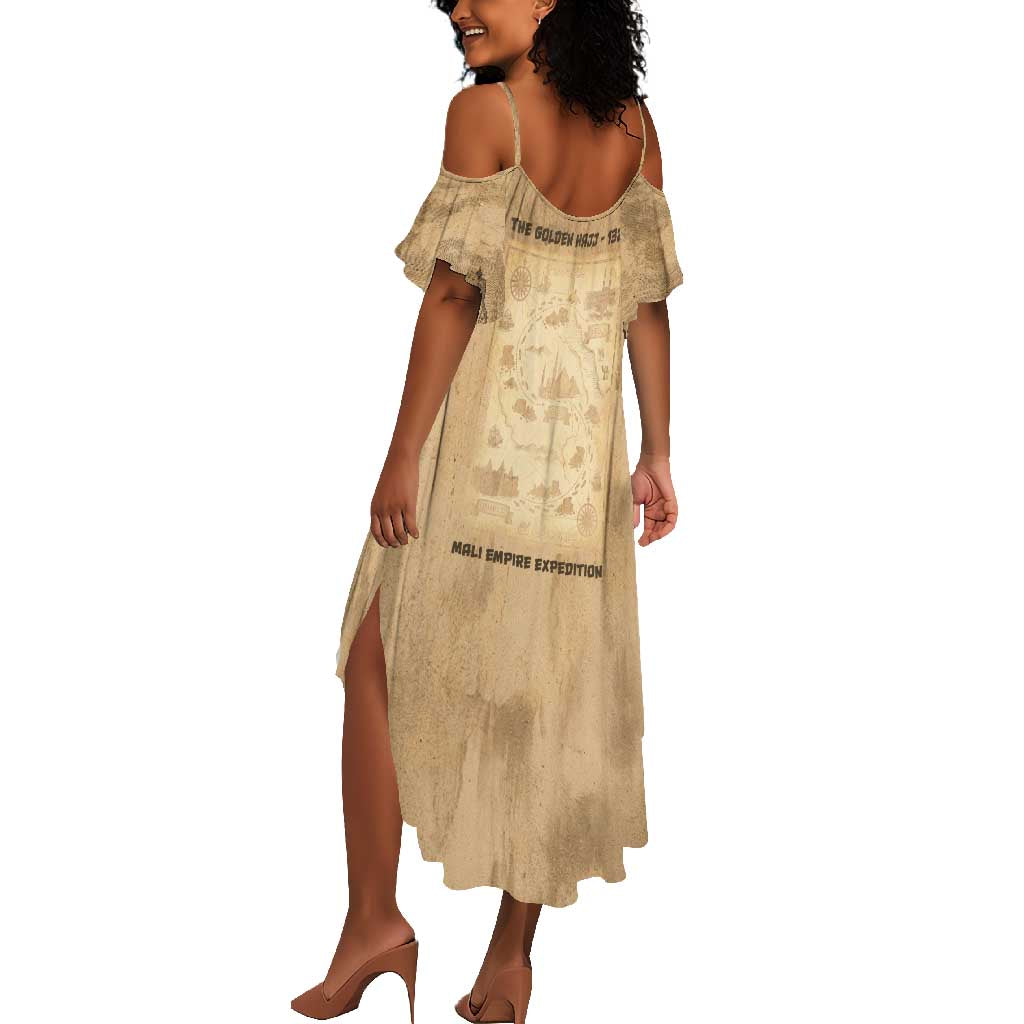 Mansa Musa Summer Maxi Dress Sepia Map Historic Pilgrimage Empire Expedition 1324 African Royalty Legacy - African Pride
