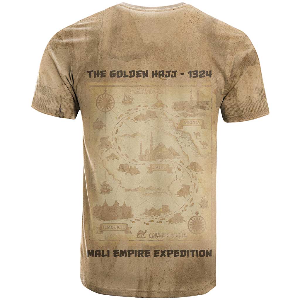 Mansa Musa T shirt Sepia Map Historic Pilgrimage Empire Expedition 1324 African Royalty Legacy - African Pride