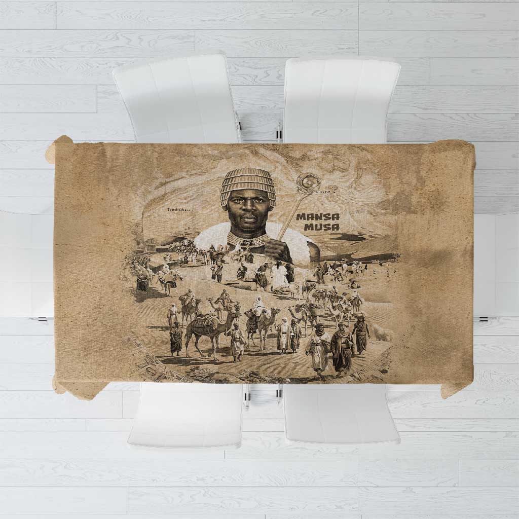 Mansa Musa Tablecloth Sepia Map Historic Pilgrimage Empire Expedition 1324 African Royalty Legacy - African Pride