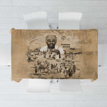 Mansa Musa Tablecloth Sepia Map Historic Pilgrimage Empire Expedition 1324 African Royalty Legacy - African Pride