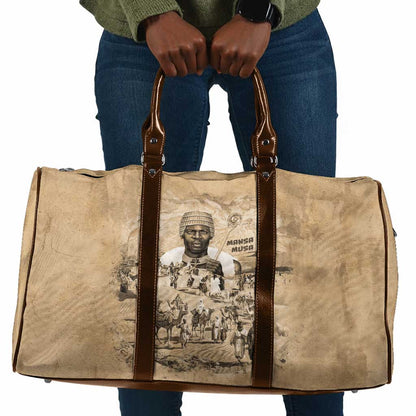 Mansa Musa Travel Bag Sepia Map Historic Pilgrimage Empire Expedition 1324 African Royalty Legacy - African Pride