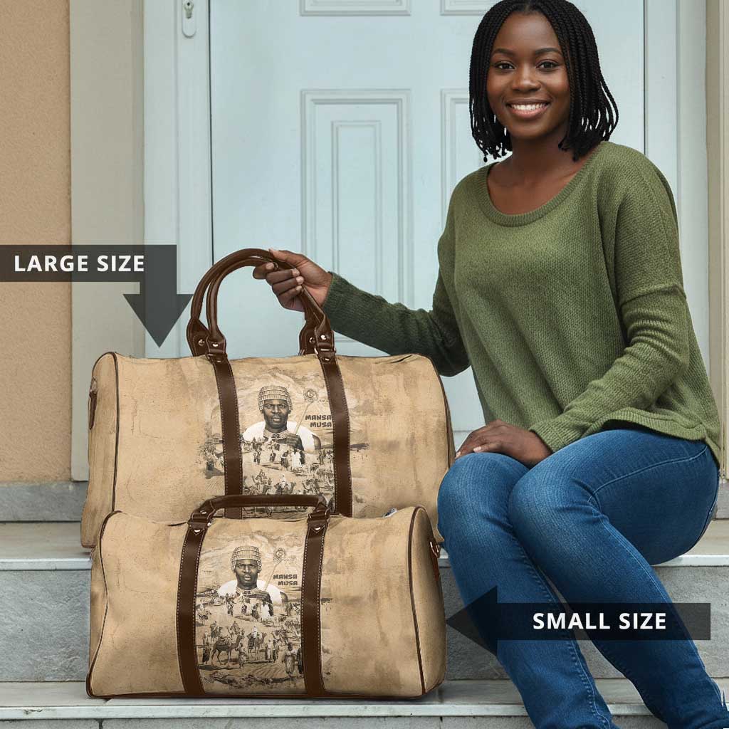 Mansa Musa Travel Bag Sepia Map Historic Pilgrimage Empire Expedition 1324 African Royalty Legacy - African Pride
