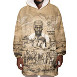 Mansa Musa Wearable Blanket Hoodie Sepia Map Historic Pilgrimage Empire Expedition 1324 African Royalty Legacy - African Pride