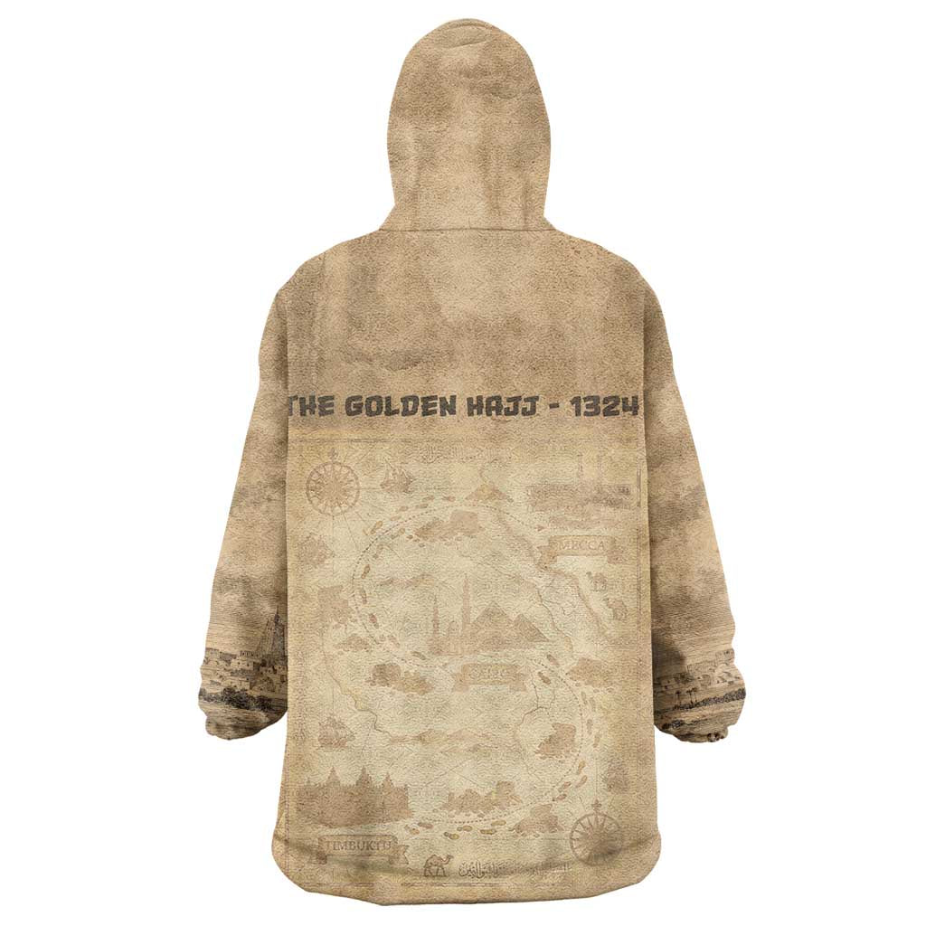 Mansa Musa Wearable Blanket Hoodie Sepia Map Historic Pilgrimage Empire Expedition 1324 African Royalty Legacy - African Pride