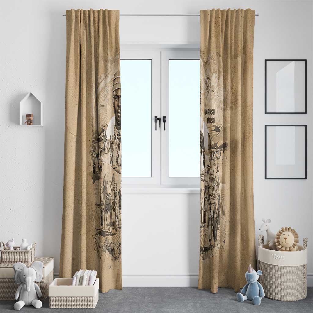 Mansa Musa Window Curtain Sepia Map Historic Pilgrimage Empire Expedition 1324 African Royalty Legacy - African Pride