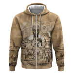 Mansa Musa Zip Hoodie Sepia Map Historic Pilgrimage Empire Expedition 1324 African Royalty Legacy - African Pride