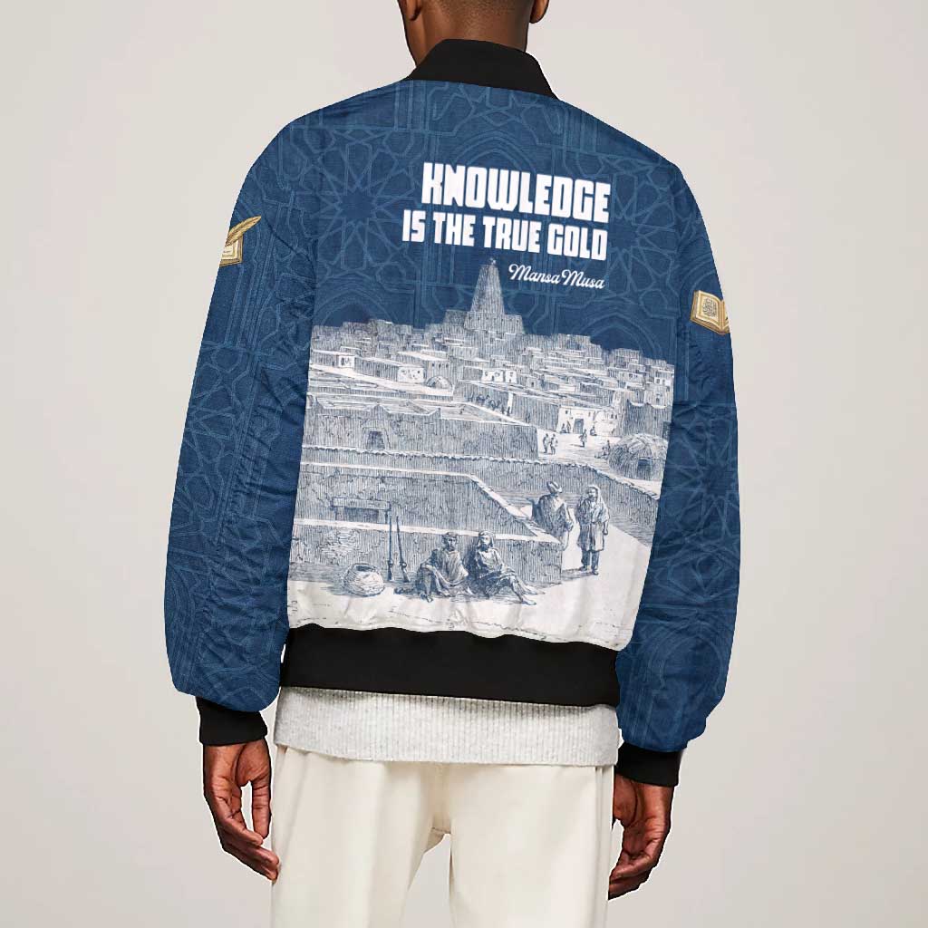 Mansa Musa Sankore University Bomber Jacket Knowledge is the True Gold - African Scholarly Legacy - African Pride