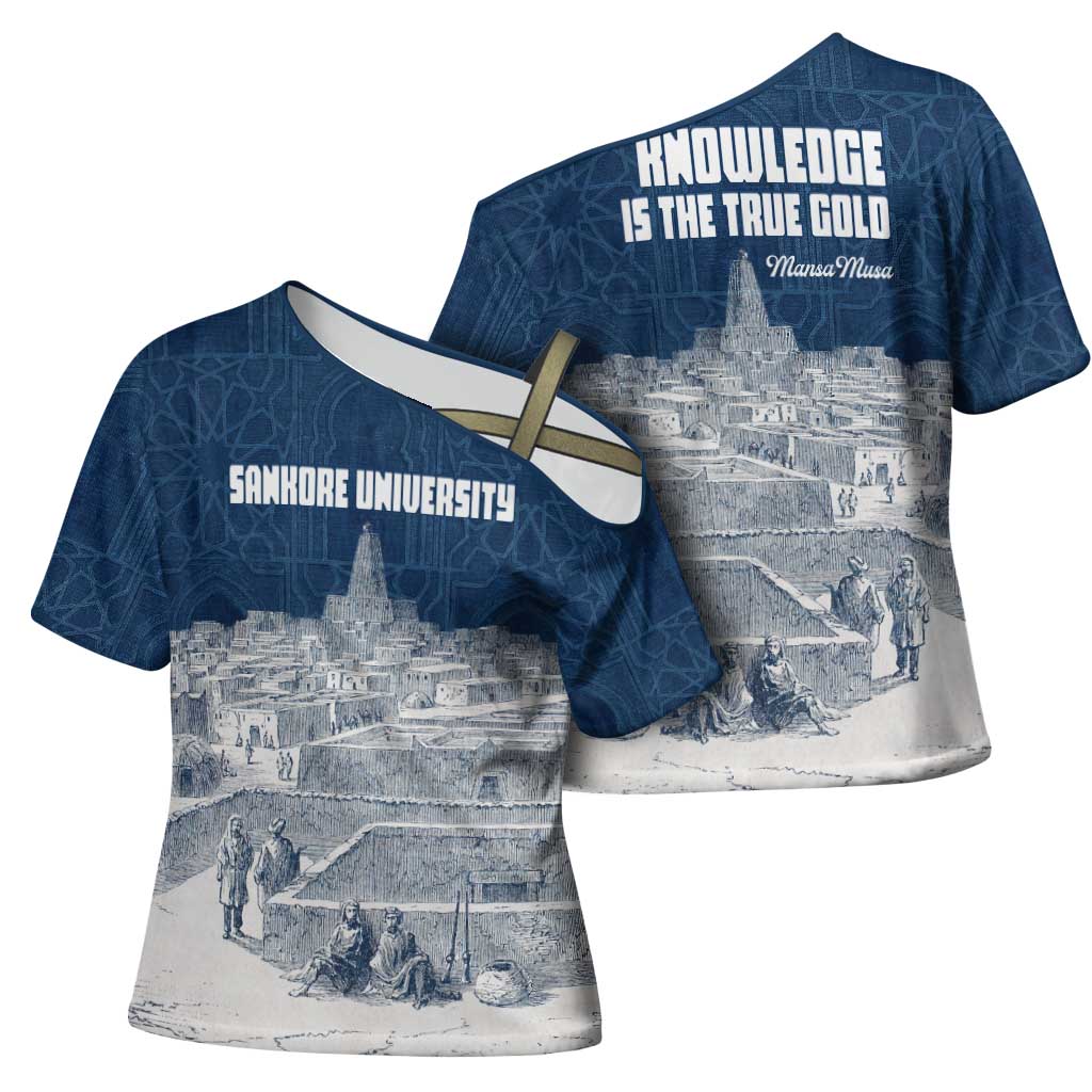 Mansa Musa Sankore University Cross Shoulder Shirt Knowledge is the True Gold - African Scholarly Legacy - African Pride