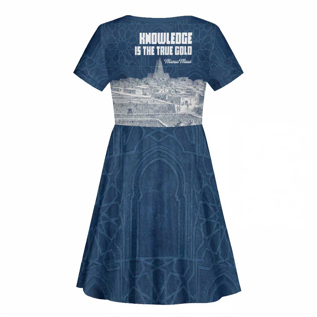Mansa Musa Sankore University Kid Short Sleeve Dress Knowledge is the True Gold - African Scholarly Legacy - African Pride