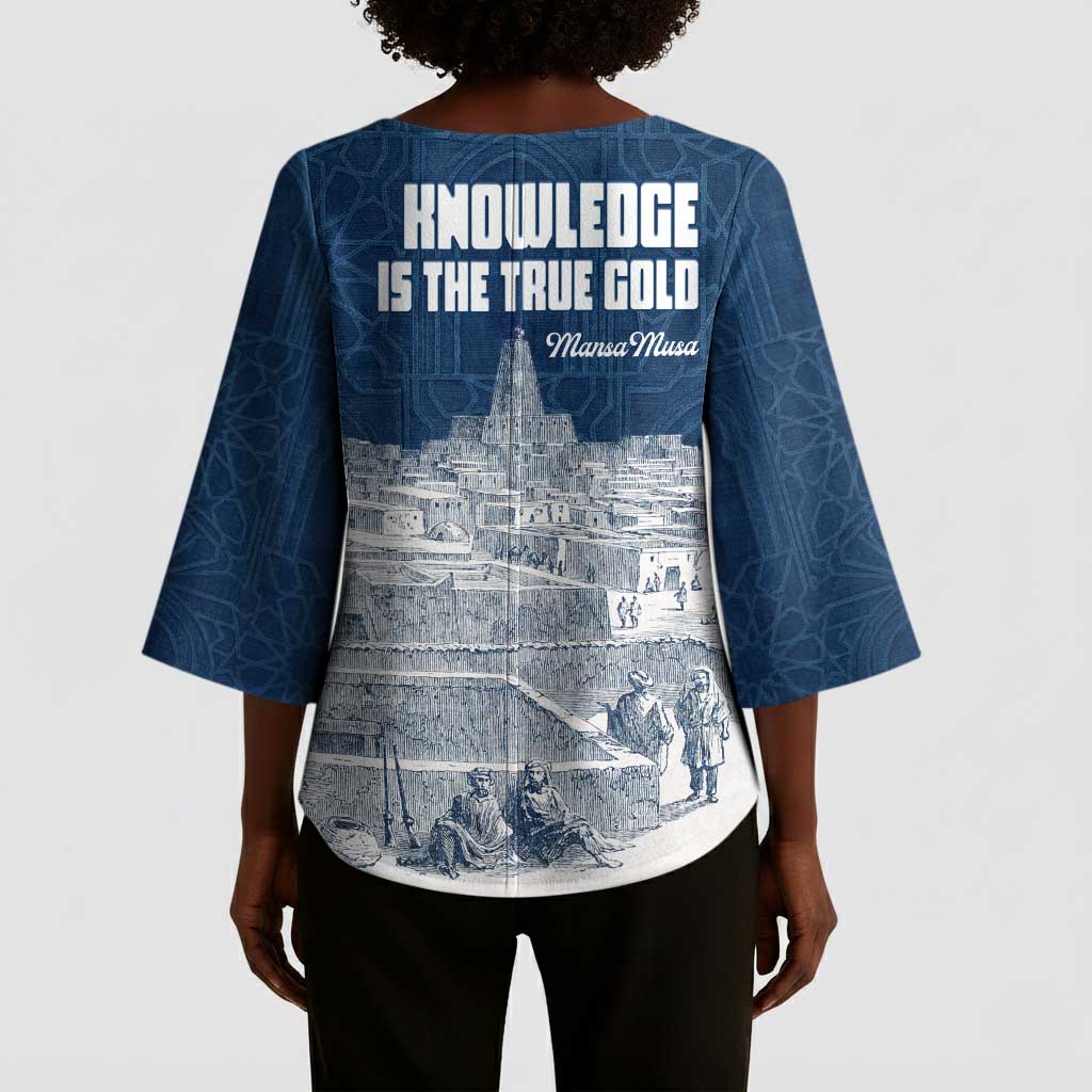 Mansa Musa Sankore University Kimono Sleeve Blouse Knowledge is the True Gold - African Scholarly Legacy - African Pride