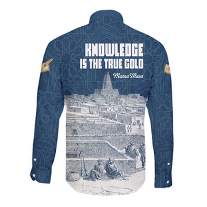 Mansa Musa Sankore University Long Sleeve Button Shirt Knowledge is the True Gold - African Scholarly Legacy - African Pride