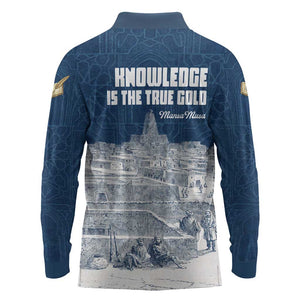 Mansa Musa Sankore University Long Sleeve Polo Shirt Knowledge is the True Gold - African Scholarly Legacy - African Pride