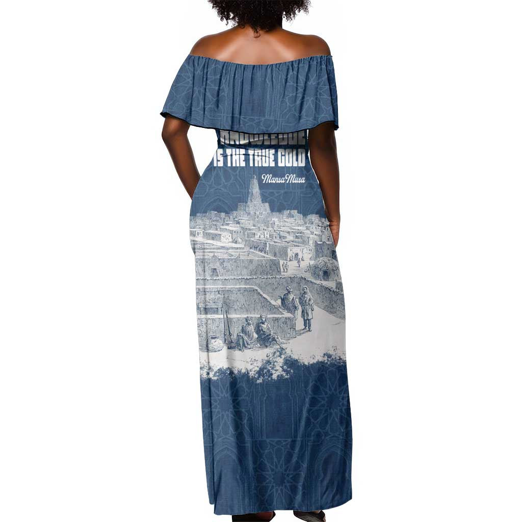 Mansa Musa Sankore University Off Shoulder Maxi Dress Knowledge is the True Gold - African Scholarly Legacy - African Pride